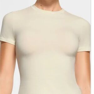 Skims Bone White Cotton Jersey T-shirt